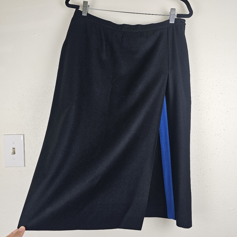 Vintage Gianfranco Ferre 100% pure wool side slit black pencil skirt